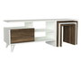 Hanah Home Mueble de TV Escandinavo Blanco y Nogal con Mesas de Centro